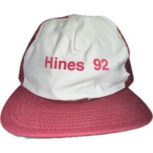 Hines 92 Red Maroon‎ White Trucker Hat Cap Adjustable SnapBack Hat One Size